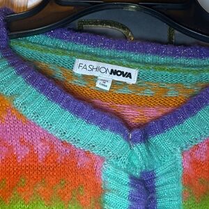 Fashion Nova Multicolor Striped Cardigan